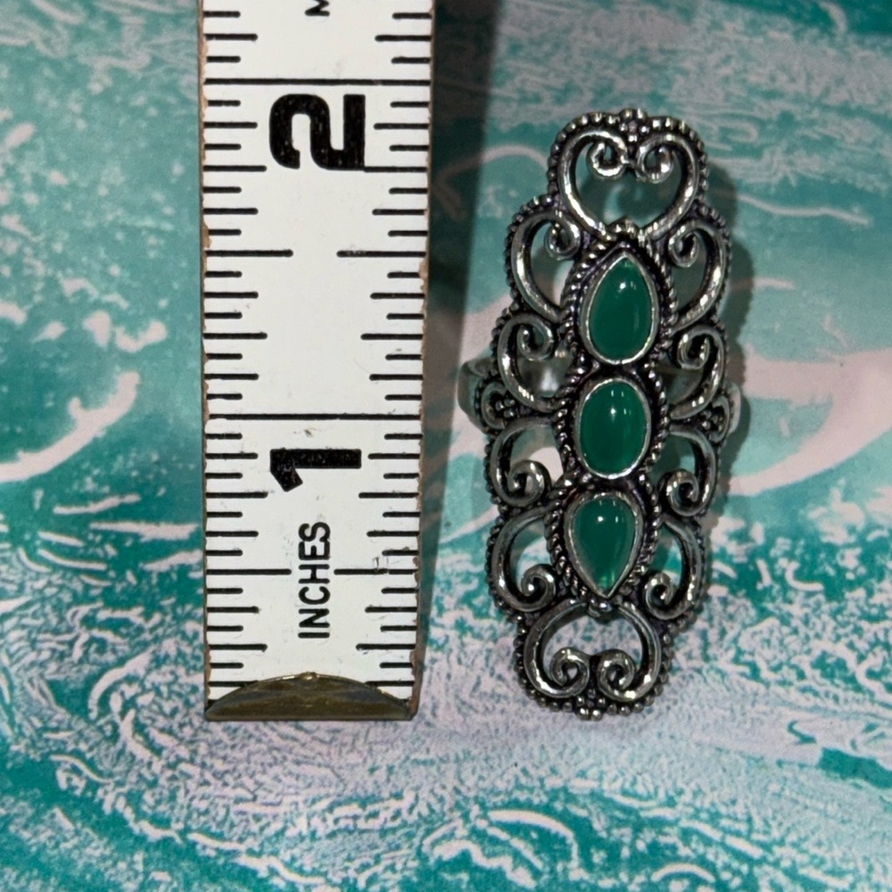 Green Chalcedony Silver Ring - image 8